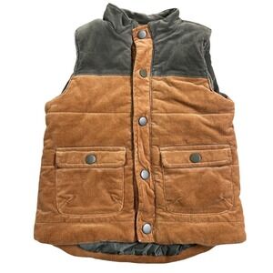 TOMMY BAHAMA Toddler Boys Corduroy Puffer Vest Brown Green 3T